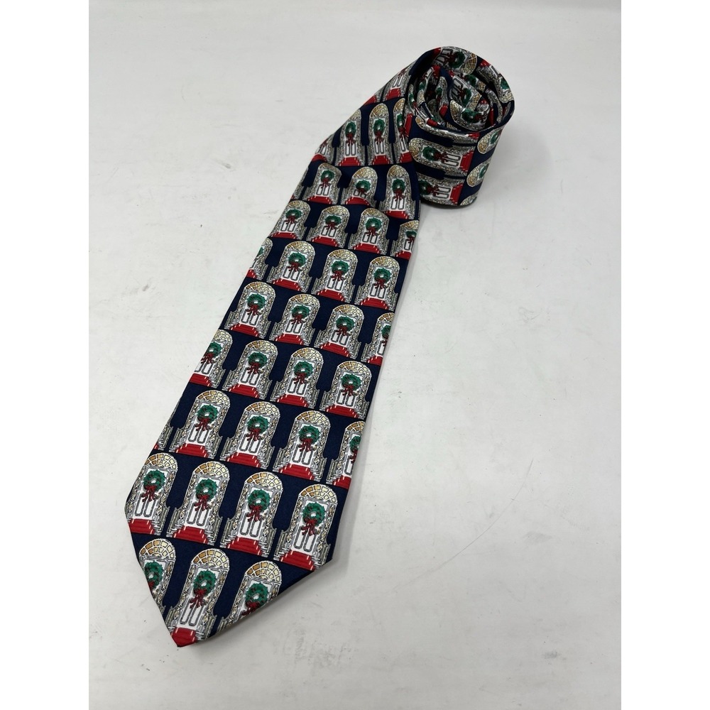 VTG 1996 Hallmark Holiday Tie Seasonal‎ Concepts by MMG Silk Door Wreath